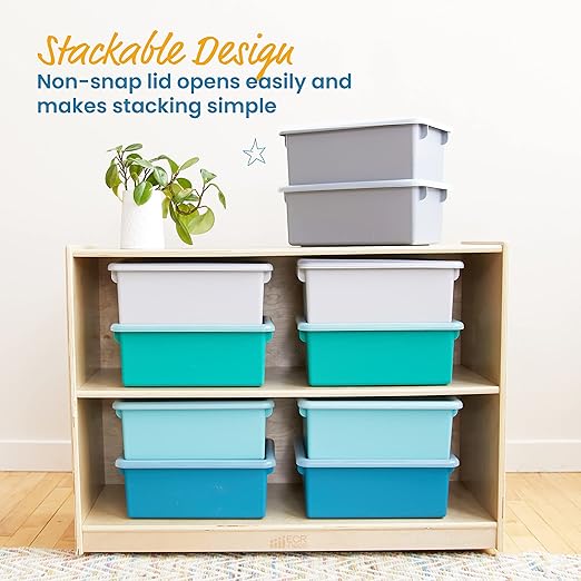 ECR4Kids Cubby Storage Bin with Lid, Multipurpose Organization, Contemporary, 10-Piece