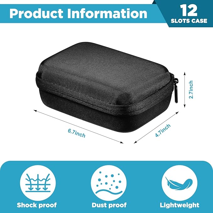 Teenyyou 12 Slots Insulin Peptide Fridge Carrying Case Vial Holder Storage Protector Bag, Fits Standard 10ml Vials, Insulin Cooler Travel Kits Case Organizer Diabetes Protector(Black)