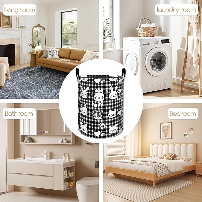 Realistic Black Cat Laundry Basket, Foldable Oxford Cloth, Waterproof Dirty Clothes Hamper with Handles, Clothing Storage Bucket Toy Organizer for Bathroom Bedroom Dorm, 19.7"x15.7"