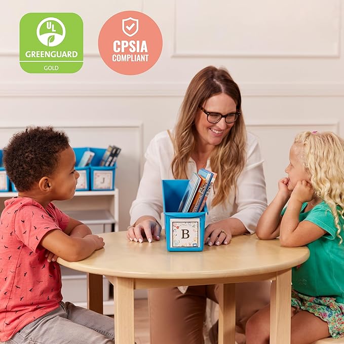ECR4Kids Linking Plastic Storage Book Bin, Multipurpose Organization, Neon Blue, 10-Piece