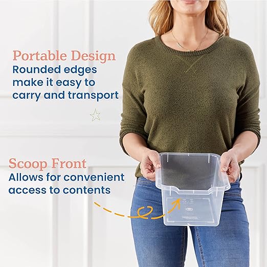 ECR4Kids Scoop Front Storage Bin, Multipurpose Organization, Clear, 15-Piece