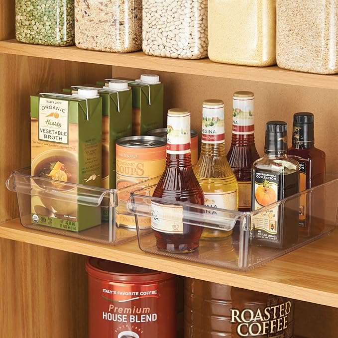 iDesign Fridge Storage Bin with Handle - Fridge Tray for Cheeses and Snacks - Set of 4 - Clear