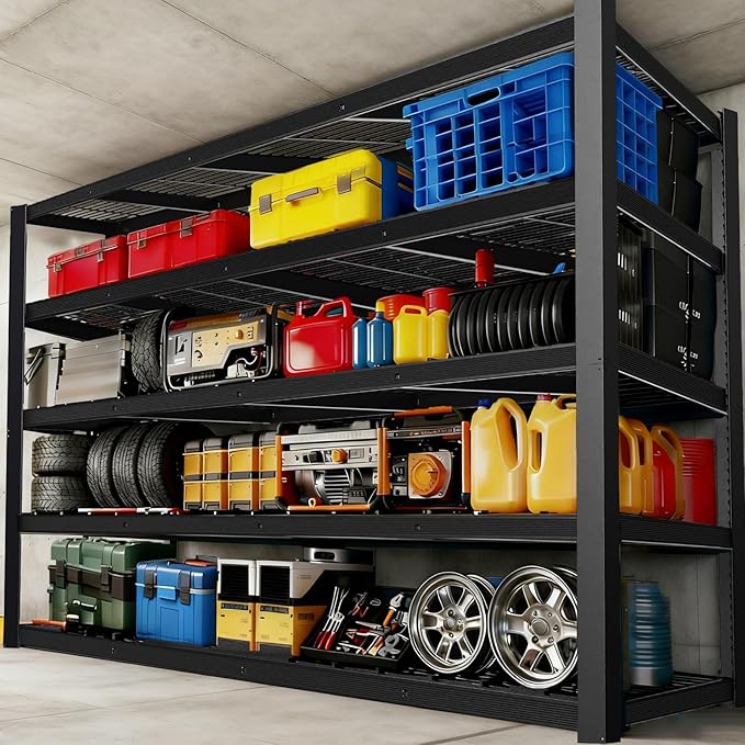 Storage Shelves Heavy Duty Metal Shelving 84" H, Adjustable Garage Shelves, Metal Storage Shelves for Garage, Basement, Warehouse, Workshop,24" D x 55" W x 84" H, 3050 lbs