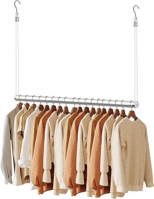 BaiNong Adjustable Closet Hanging Rod Heavy Duty 36'' Silver (Silver, 36 Inch)