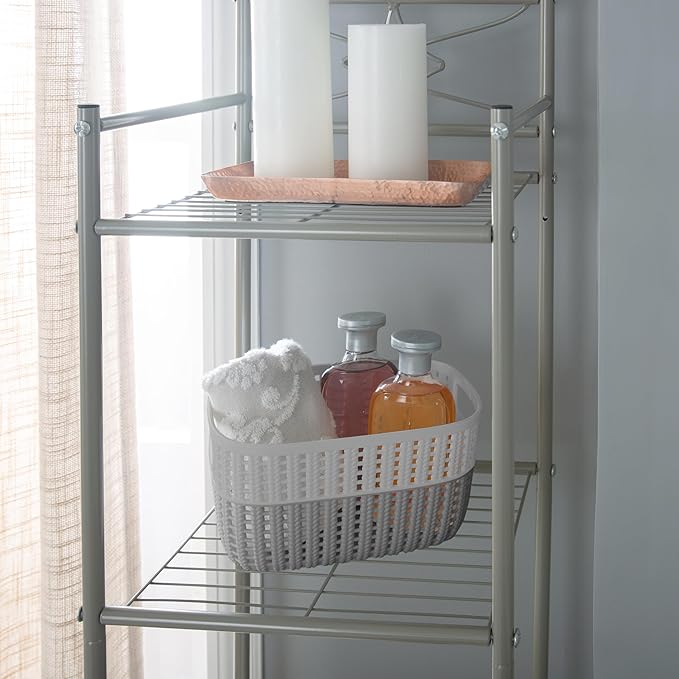 Simplify 4 Pack 2 Tone Sailor Knot Plastic Storage Tote | Decorative Basket | Closet Organization | De-clutter | Accessories | Toys | Bathroom Organization | Small | Grey/Grey
