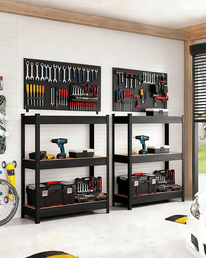 Garvee Garage Storage Shelves,48x18x36 Garage Shelving Heavy Duty Metal Adjustable Garage Shelves,3-Tier Adjustable Shelving Units,Loads 1500 LBS,Metal Storage Utility Racks for Warehouse