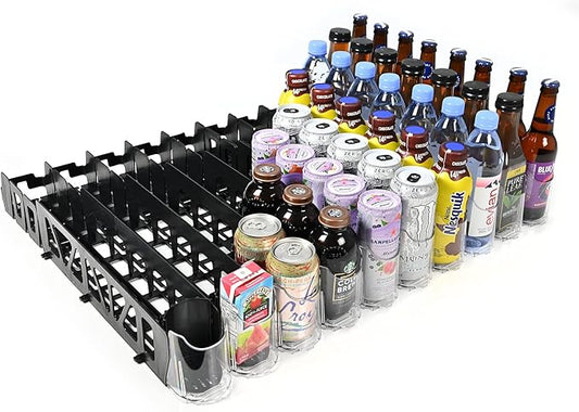 Display Technologies Visi-FAST Spring Push Drink Dispenser, Refrigerator Organizers and Storage for 12/16 oz Beverages, Bottles, and Cans, Drink Dispenser for Fridge, Commercial and Home, (Pack of 1)