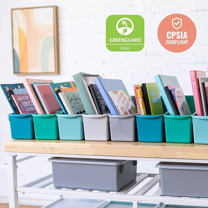 ECR4Kids Linking Plastic Storage Book Bin, Multipurpose Organization, Contemporary, 10-Piece