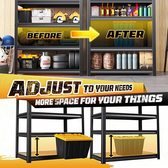 Garage Storage Shelves 5-Tier,Garage Storage System Shelves Adjustable,Storage Shelving for Basement,Pantry,Kitchen,Warehouse (1, 72" H x 35.4" W x 15.7" D)