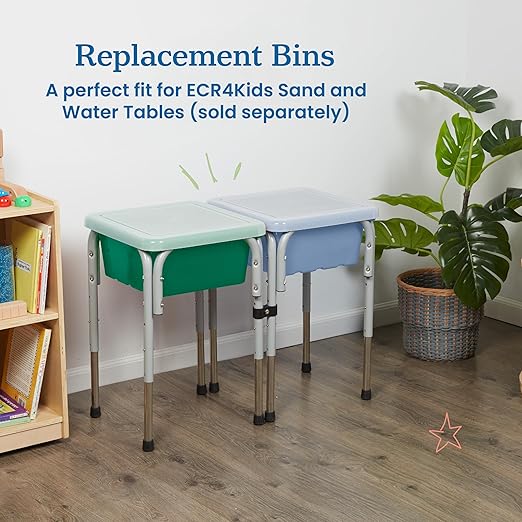 ECR4Kids Stackable Square Bins with Non-Snap Lids, Multipurpose Organization, Green, 4-Pack