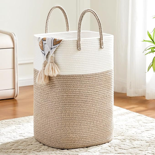 Artfeel Laundry Basket,Woven Cotton Rope Laundry Hamper,60L Versatile Storage for Dirty Clothes,Baby Toys,and Blankets in Bathroom, Nursery,and Living Room