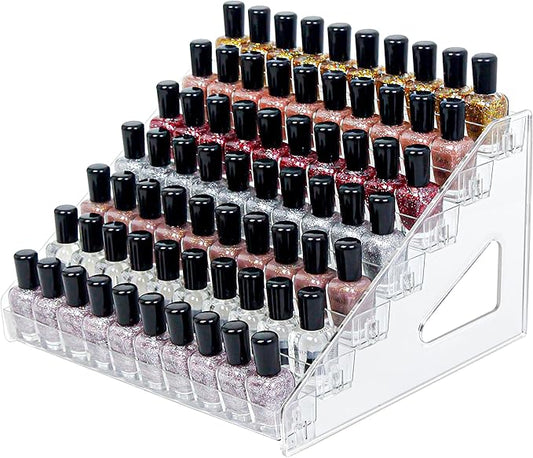7-Tier Clear Acrylic Nail Polish Storage, Holds 56-112 Bottles, Multi-Purpose Nail Polish Rack, Sunglasses, Essential Oils and Cosmetics