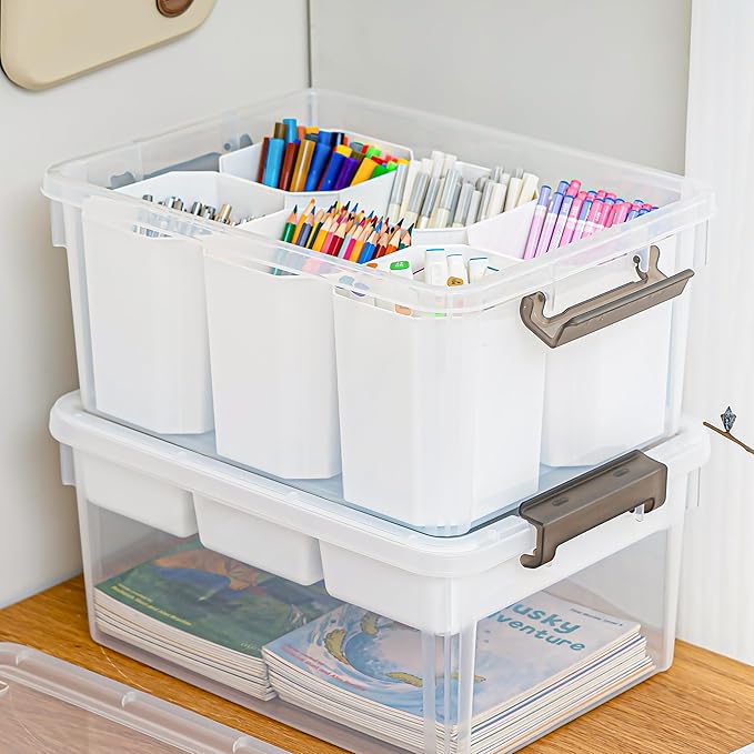 Citylife Craft Organizers, 2 Pack-17 QT, Clear white