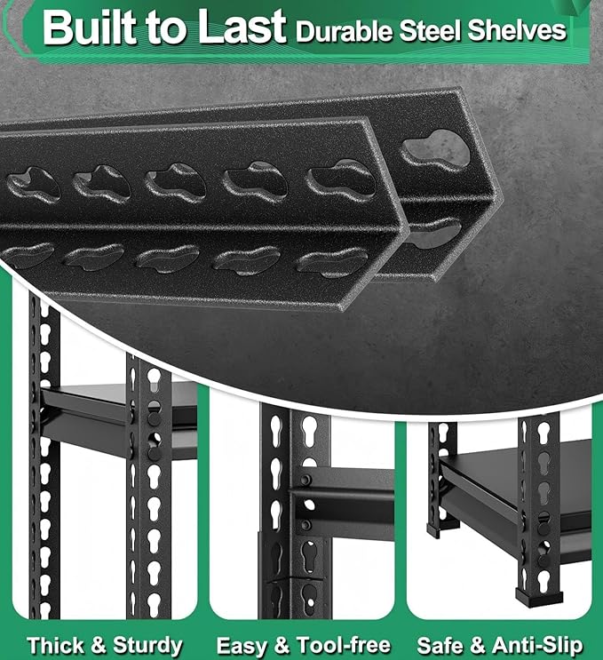 Metal Storage Garage Shelving: 40''W 1,200 Lbs Heavy Duty Steel Utility Storage, 3 Tier Adjustable Rack Units Adjustable Black 40" W x 16" D x 36" H