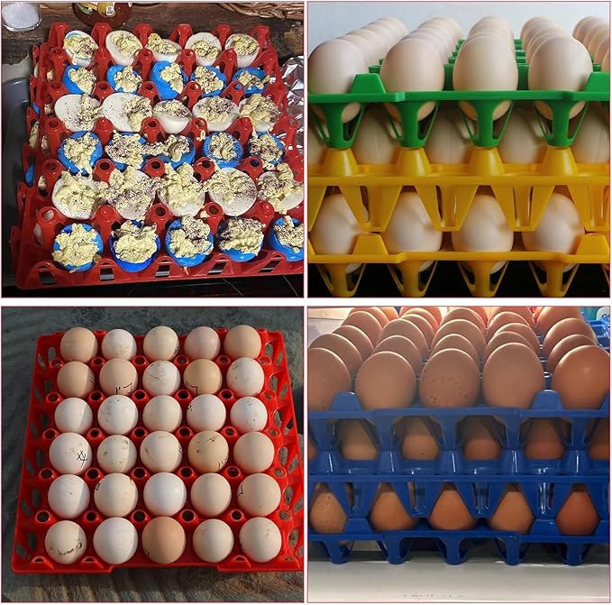 8PCS Plastic Egg Tray Egg Crates 30-Egg Flats, Stackable Egg Cartons Hold Multiple Eggs for Home Chicken Farmers, Plastic Egg Crate Farm Products for Storing, Sorting, Shipping Eggs - Red