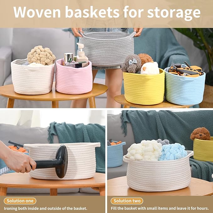 Happyiren Cute Woven Storage Basket with Handle, Baskets for Gifts Empty, Gift Baskets for Mothers Day Graduation Baby Shower Burr, Decorative Organizer Container for Nursery, 13" D x 8" W x 6" H