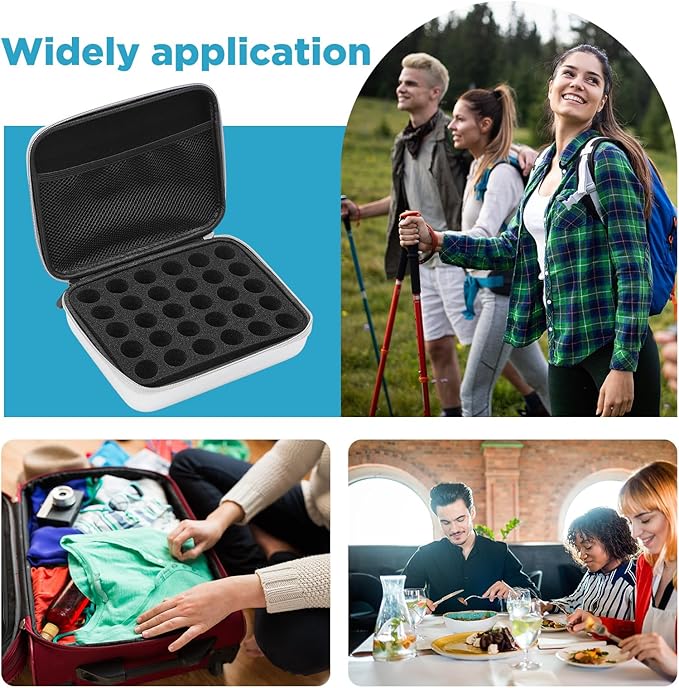 Teenyyou 30 Slots Insulin Peptide Fridge Carrying Case Vial Holder Storage Protector Bag, Fits Standard 10ml Vials, Insulin Cooler Travel Kits Case Organizer Diabetes Protector(Silver Gray)