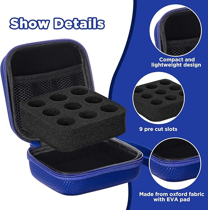 Teenyyou 9 Slots Insulin Peptide Fridge Carrying Case Vial Holder Storage Protector Bag, Fits Standard 10ml Vials, Insulin Cooler Travel Kits Case Organizer Diabetes Protector(Blue)