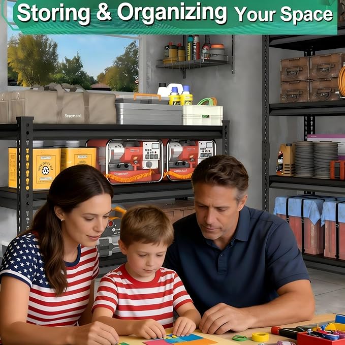 Metal Storage Garage Shelving: 40''W 1,200 Lbs Heavy Duty Steel Utility Storage, 3 Tier Adjustable Rack Units Adjustable Black 40" W x 16" D x 36" H