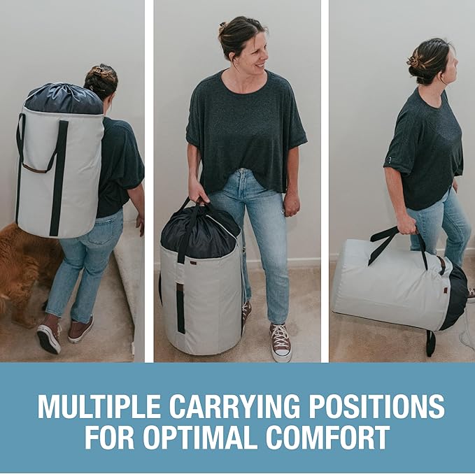 CleverMade Laundry Backpack Duffel Bag with Shoulder Straps - 62L / 16 Gal XL,Gray Shadow Gray,Drawstring Closure for Travel Clothes Gym College Dorm
