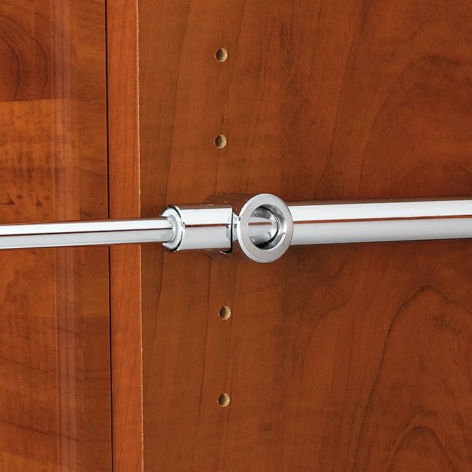 Rev-A-Shelf 12" Pull Out Valet Rod for Closet Organization, Extendable Sliding Clothes Storage Hanging Rack w/ Hardware, Chrome, CVR-12-CR (2 Pack)