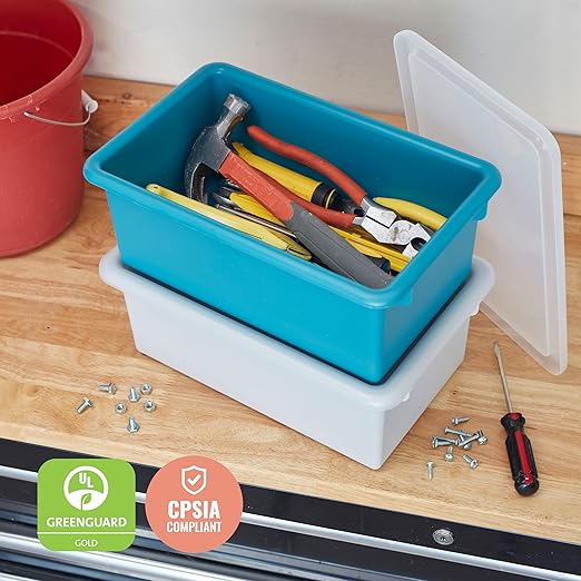ECR4Kids Cubby Storage Bin with Lid, Multipurpose Organization, Contemporary, 10-Piece