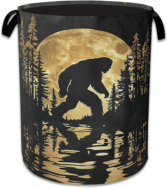 Big foot Laundry Basket,Oxford Cloth Forest Moon Laundry Hamper With Handle Foldable Portable Clothes Storage Basket for Laundry Room/Bedroom/Bathroom 20.8"x16"