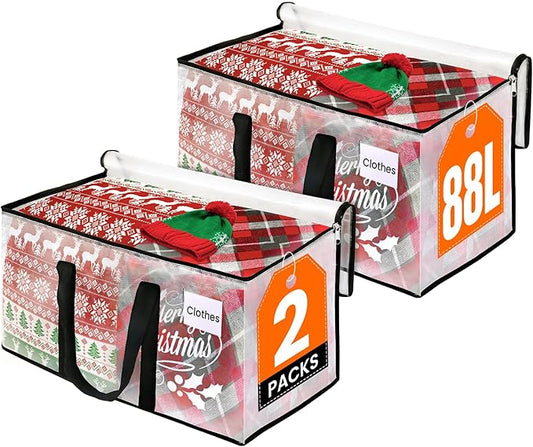 RoomHacks Clear Heavy Duty Extra Large Moving Bags, Reinforced Handle and Double Zipper, Storage Bags Alternative to Moving Box (2 Packs)