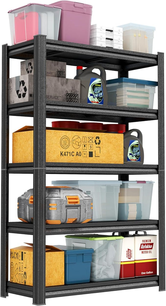72"H Garage Shelving Unit 3000LBS Storage Shelves heavy duty 5 tier Metal Shelving adjustable storage rack for Basement, Warehouse, Pantry, Closet, Kitchen 72" H x 35.4" W x 13.8" D, Black