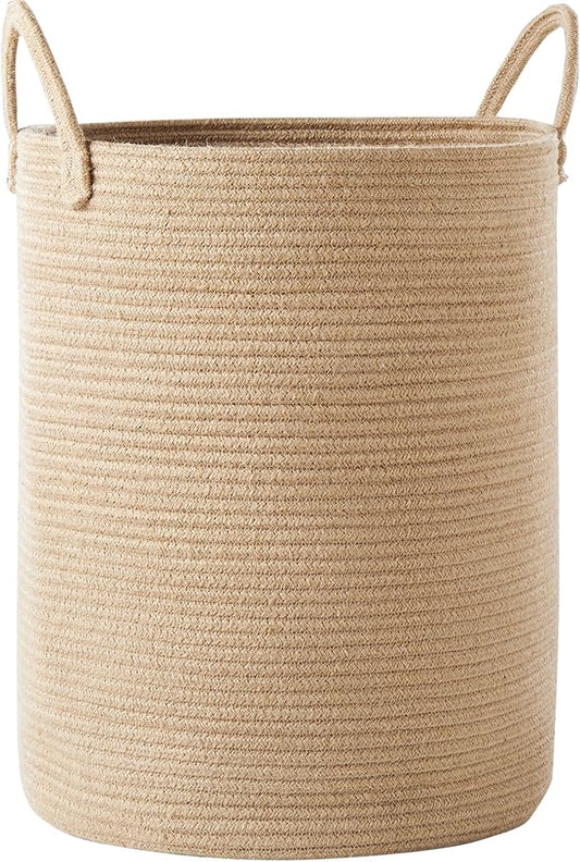 80L Extra Large Jute Laundry Hamper Tall Woven Laudnry Basket Wicker Rope Clothes Hamper Boho Blanket Basket in Living Room Bedroom 16"D x 22"H