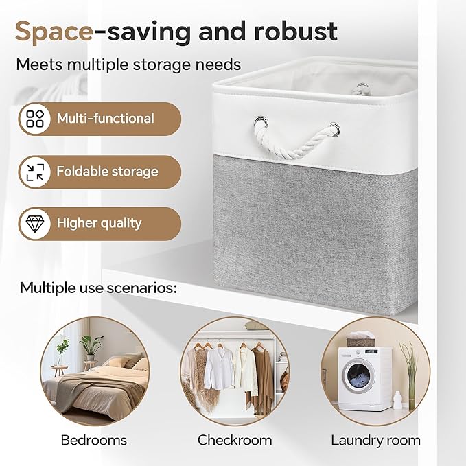 ECDYQXVU 13x13 Inch Cube Storage Bins with Reinforced Bottom Cardboard, 6 Pack Large Foldable Fabric Storage Cubes with Handles for Shelf, Closet, Laundry Organization (White&Gray)