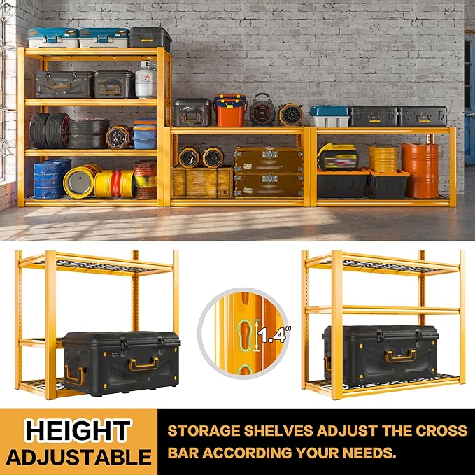 REIBII 40" W Garage Shelving 2240 LBS Storage Shelves Heavy Duty Metal Shelving 4 Tier Adjustable Metal Shelves for Warehouse Basement Kitchen Pantry Commercial Industrial 40" W × 19.5" D × 59.5" H