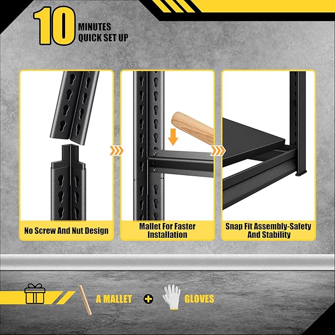 Metal Garage Shelving Heavy Duty，3000LBS Loads Garage Storage Shelves, 48”W 5-Tier Adjustable Storage Racks and Shelving Units for Garage Basement and Kitchen, 48”W x 24”D x 78”H,Black