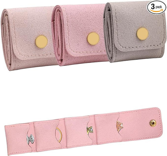 3 Pack Mini Jewelry Organizer, Travel Jewelry Case, Foldable Multifunctional Travel Jewelrys Pouch for Earrings, Necklaces, Rings, Chain Bracelets, Brooches