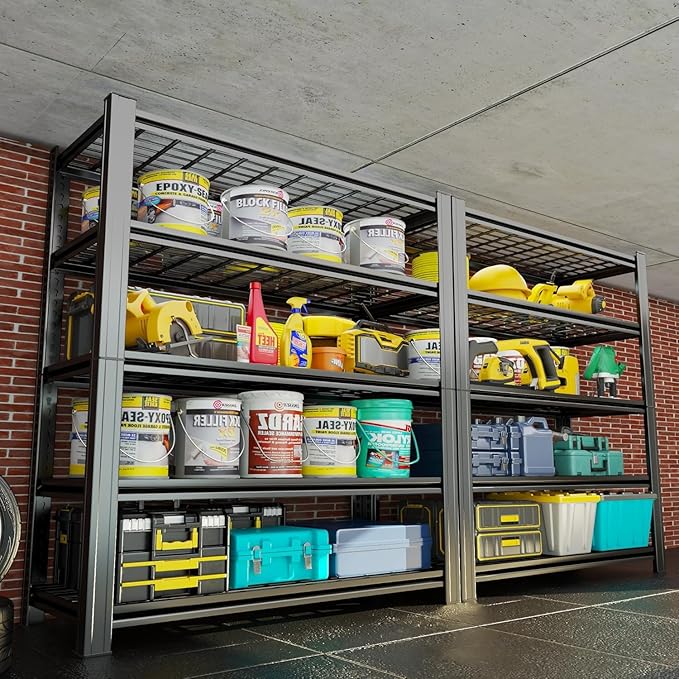 72''H Garage Shelving 3500LBS Capacity Wire Heavy Duty Storage Shelves, Adjustable 5 Tier Metal Industrial Wire Shelf for Kitchen, Utility Room, Warehouse and Basement, Black (48''Wx24''Dx72''H)