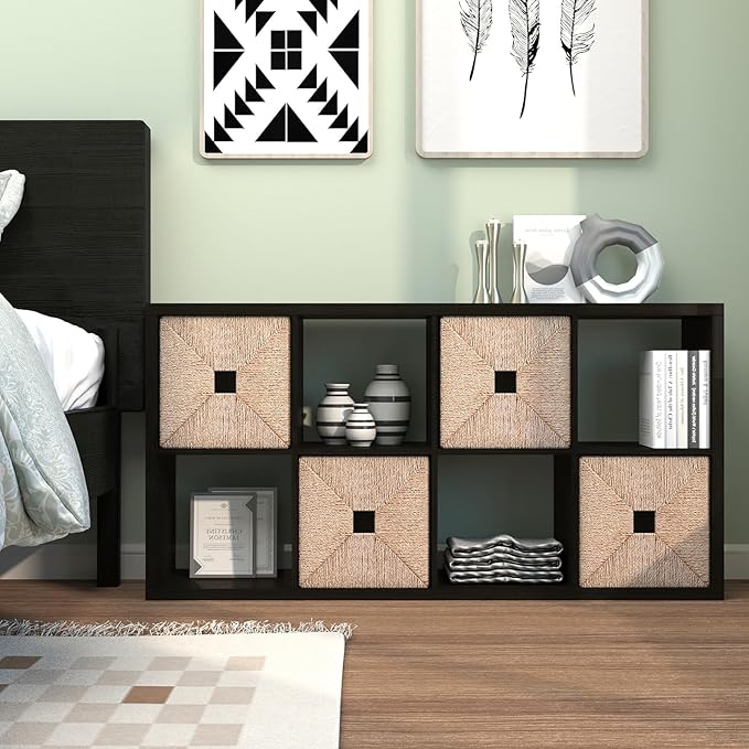 CTESNE【2026 Wooden Thick Frame 8 Cube Storage Organizer Shelf with Anti-Tipping Kits + Reversible Open Back Bookcase, Horizontal and Vertical Dual-use（Chocolate,11inch）