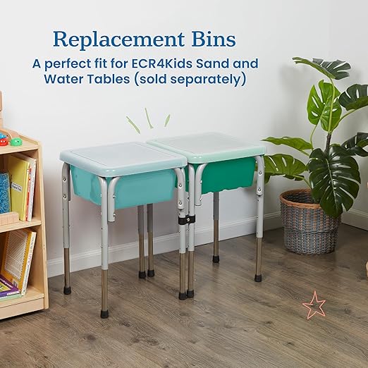 ECR4Kids Square Bin with Lid, Storage Containers, Powder Blue, 4-Pack