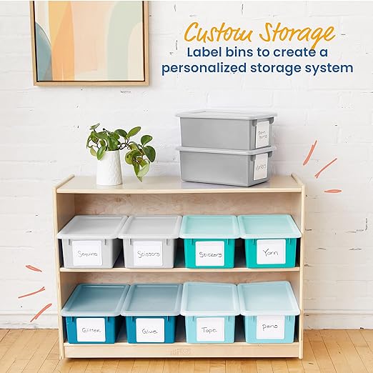 ECR4Kids Cubby Storage Bin with Lid, Multipurpose Organization, Contemporary, 10-Piece