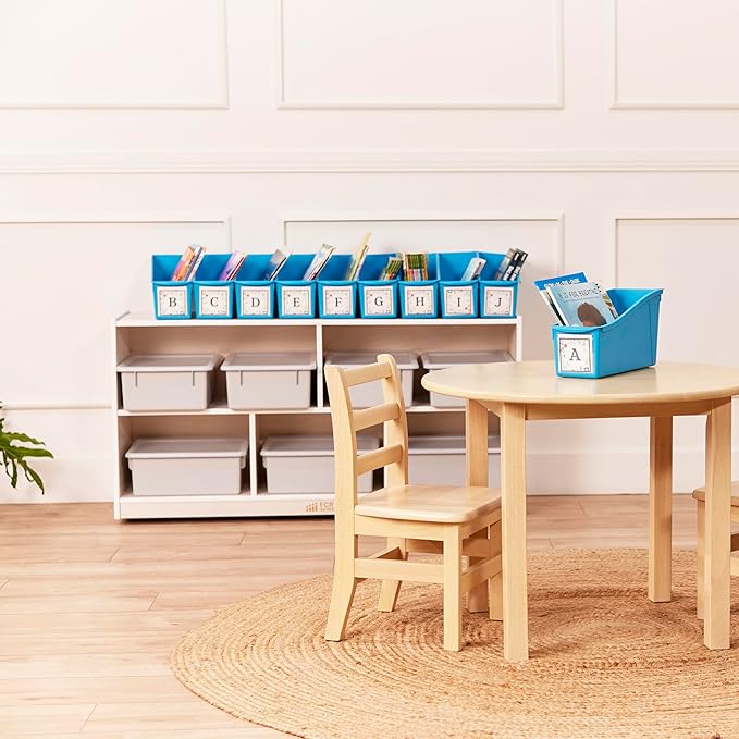 ECR4Kids Linking Plastic Storage Book Bin, Multipurpose Organization, Neon Blue, 10-Piece