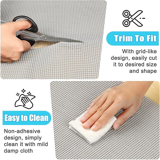 Songrey Non-Adhesive Drawer and Shelf Liner, Non Slip Cabinet Liners, Protect Kitchen Cupboard, Bathroom Drawers, Breathable, Thick Strong Grip mat (23.6IN x 20FT, Light Gray)