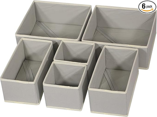 DIOMMELL Foldable Cloth Storage Box Closet Dresser Drawer Organizer Fabric Baskets Bins Containers Divider with Drawers for Clothes, Underwear, Bras, Socks, Lingerie, Clothing, Set of 6