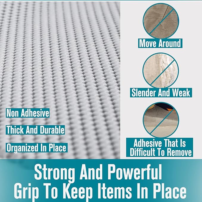 Rubberized Shelf Liner, Non-Adhesive Roll Drawer Liners 12 Inches x 20 Feet for Drawers, Non Slip Grip Durable Strong Clean, for Cabinets, Kitchen, Storage, Desks, Kitchenware, Tableware, Red