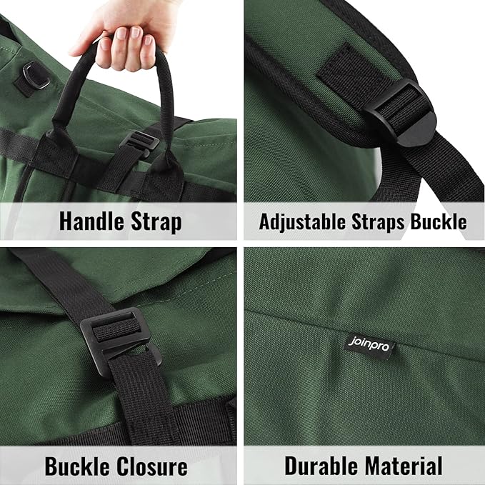 Laundry Backpack Bag 125L Extra Large, Heavy Duty for College Dorm & Apartment, Durable Thick Material Laundry Hamper with Padded Straps for Easy Carry, 3 Pockets for Travel & Laundromat (Army Green)