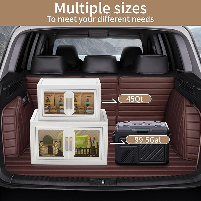 UAMFURI Stackable Storage Bins with Doors & Lids & Wheels, Foldable Collapsible Closet Organizers, Large Storage Cabinet for Bedroom Dorm (4, L)