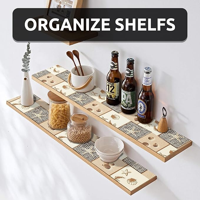 FIFTY FEET 18X96 Inch Shelf Liner for Kitchen Cabinets, PVC Drawer Liner for Dresser Non-Slip Bathroom, Non-Adhesive Cabinet Liner Washable (Beach)(3 Roll)