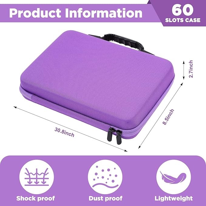 Teenyyou 60 Slots Insulin Peptide Fridge Carrying Case Vial Holder Storage Protector Bag, Fits Standard 10ml Vials, Insulin Cooler Travel Kits Case Organizer Diabetes Protector(Purple)