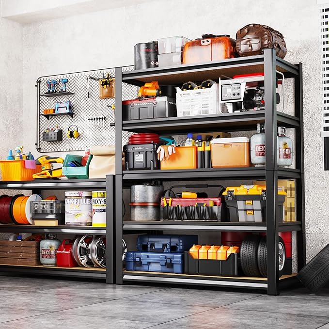 AOAORRG Set of 3 Garage Shelving Heavy Duty Storage Shelves, Metal Adjustable Shelving Unit, Utility Garage Organizer Shelf for Basement, Pantry, Kitchen, Warehouse, 45.6" Wx19.7 Dx78 H