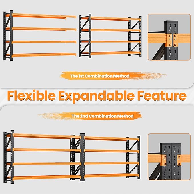 48" W Garage Storage Shelves Heavy Duty, 3000LBS Metal Shelving Units, 4 Tier Tall Metal Shelving, 24" Deep Steel Shelf Rack , Adjustable Utility Standing Shelf for Warehouse/Shop 48"W x 24"D x 70"H