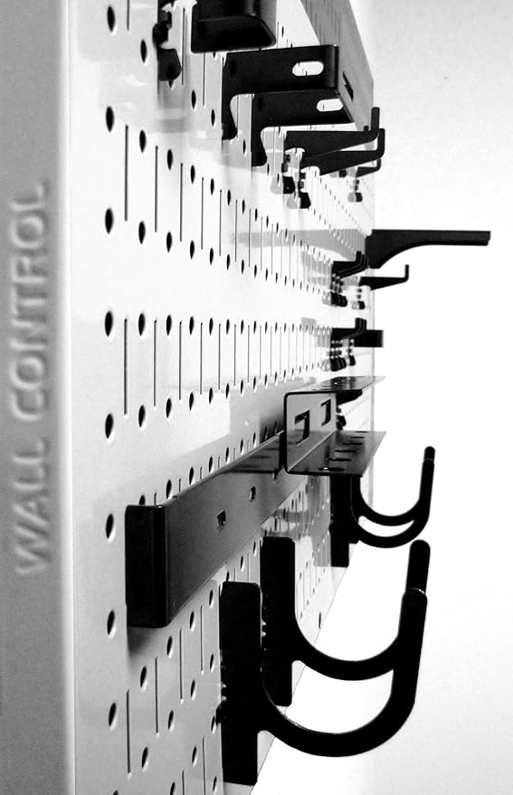Wall Control Modular Pegboard Tool Organizer System - Wall-Mounted Metal Peg Board Tool Storage Unit for Wall Storage Tiling (Gray Pegboard)
