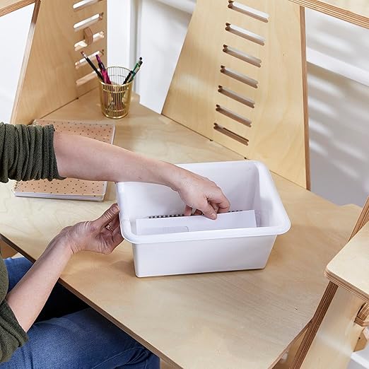 ECR4Kids Scoop Front Storage Bin, Multipurpose Organization, White, 15-Piece